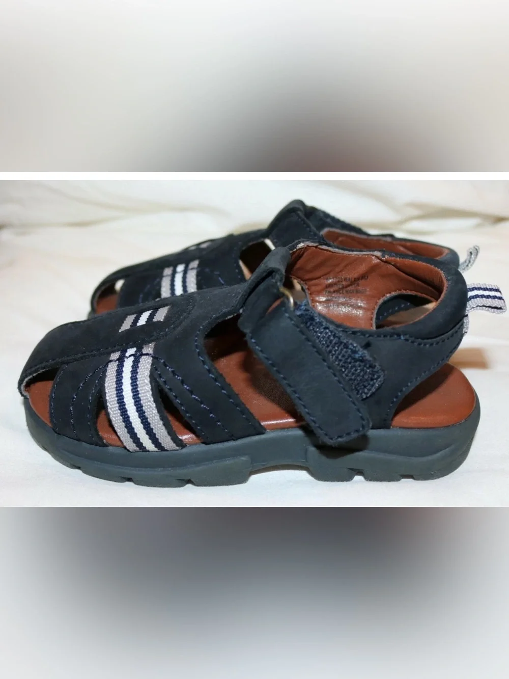 Toddler Boy Blue Leather Sandals with Non Skid Soles by Scott David  - Size 8